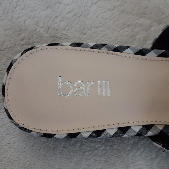 Bar III Women's Size 9W Black & White Gingham Preppy Double Strap Slide Sandals - Picture 4 of 11